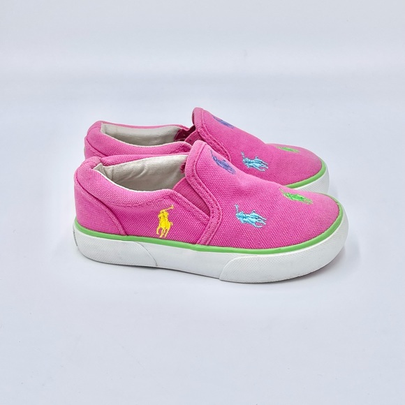 Polo Ralph Lauren Bal Harbor Repeat Slip On Pink Sneaker Kids / Baby size 7 - Picture 2 of 11